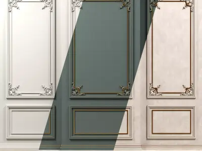 Wall Molding 20 Boiserie Classic Panels Low-poly 3D model