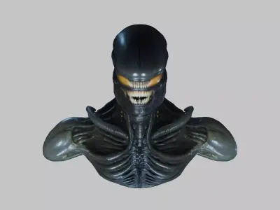 HR Giger Inspired Alien Xenomoprh Head Bust Low-poly 3D model