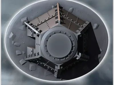 Modern octagonal metal bunker with rivets 6 - Modern WW2 WW1 Wor 3D print model