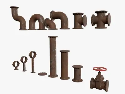 Rusty pipes Low-poly 3D model