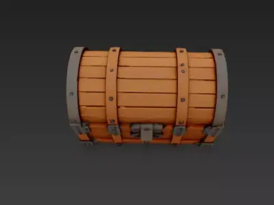 Game-Ready Wooden Treasure Chest Low-poly 3D model