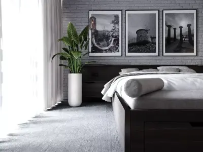 White Brick Bedroom 3d Scene 3D model