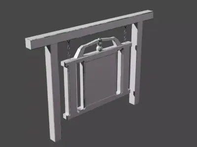 Worn Sign -for Inn or related--low-poly--paint-PBR- Free low-poly 3D model