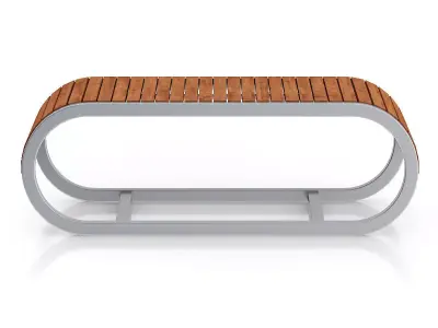 Wooden Bench with Metal Frame 3D model
