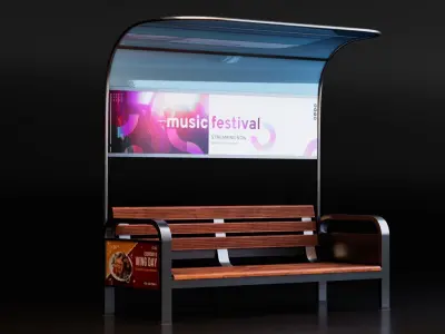 Bus Station Bench Free low-poly 3D model