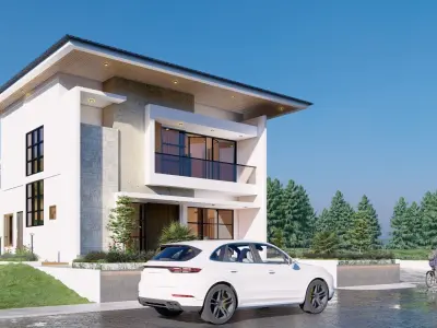 tropical modern minimalist house  3D print model