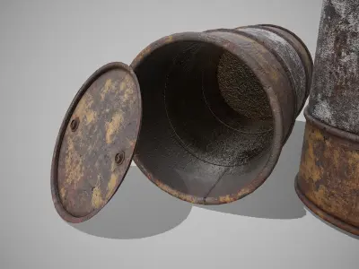 Barrels radiation rusty Low-poly 3D model