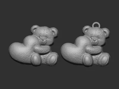 teddy big heart valentines decor  3D print model