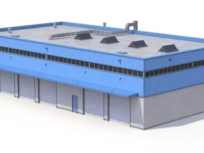 Blue Industrial Building 31 PBR Low-poly 3D model