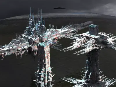 4 Space station exteriors 3D model