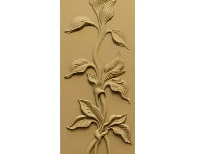 Organic Floral Bas-Relief  Wall Decor Set STL Mural CNC 394 3D model