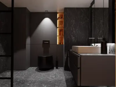 Bathroom modern with walls and marble floors Free 3D model