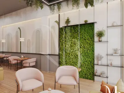 INTERIOR  MODERN CAFE 3D  FULL MODEL WITH LIGHTING 3D model