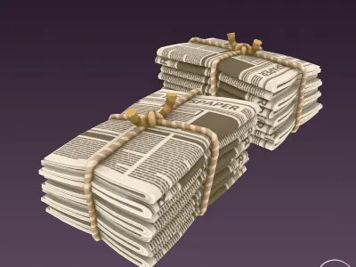 Stylized Newspaper Stack Low-poly 3D model