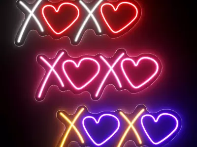 XOXO Neon Sign 3D model