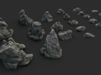Rocks Pack 1 - Grey Jagged Stone Low-poly 3D model