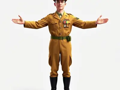 Military Officer Character Rigged and Animated for Realistic ... Low-poly 3D model