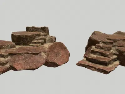 Altar Set rock steps Low-poly 3D model
