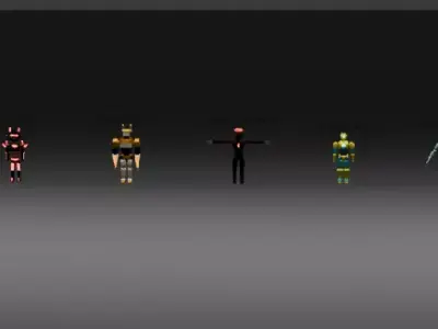 pack of 13 original low poly and rigged robots Low-poly 3D model