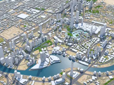 Dubai Business Bay UAE Low-poly 3D model