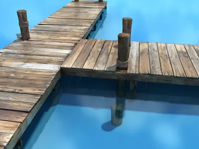 Old wooden Bridge Low Poly Low-poly 3D model