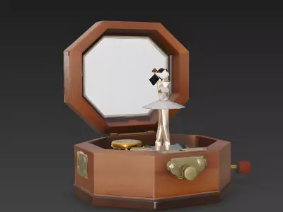 The Clockwork Dancer Realistic Low-Poly Music Box 3D Model Low-poly 3D model