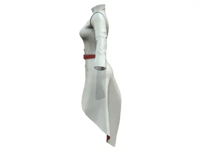 Female White Sci-Fi Jacket Long Coat Low-poly 3D model