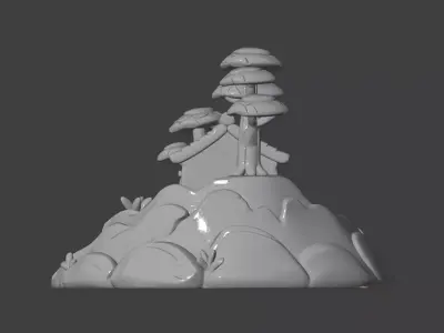 Mountain Cottage Landscape 3D print model