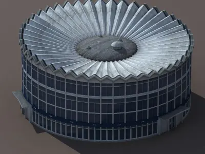Rotunda building with circular shape Low-poly 3D model