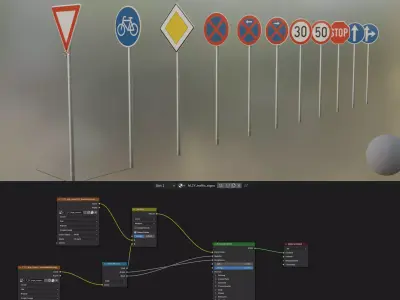 EU traffic signs Free low-poly 3D model