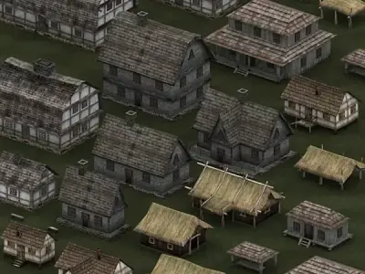 3DRT - Medieval Houses Pack  Low-poly 3D model