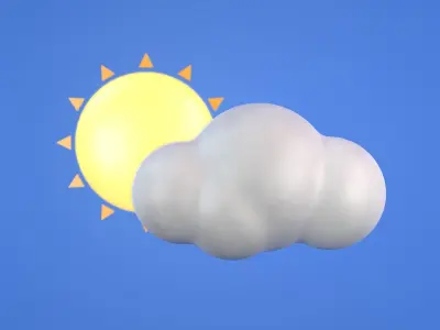 Mostly Sunny - Weather Icon Low-poly 3D model