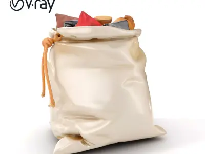 Canvas Sack with Objects Model Pack Low-poly 3D model