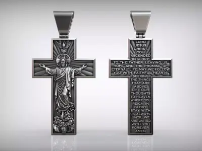 The Ascension of Jesus Christ Ascending to Heaven Cross 3D print model