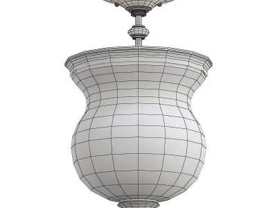 feiss three light semi-flush fixture with clear glass 3D model