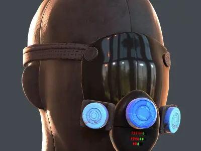 Gas mask helmet 3d model scifi Low-poly  Low-poly 3D model