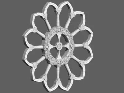 Italian church window stone cross 3D model