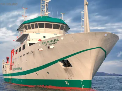 Oceanographic Research Vessel with Equipment 