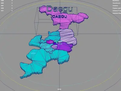 Daegu  South Korea map region geography political geographic 3D model