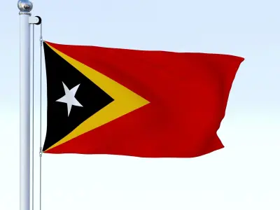 Animated East Timor Flag Low-poly 3D model