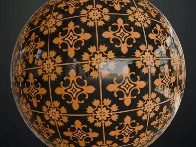 Gothic Floral Decorative Ceramic Tiles PBR Seamless Texture