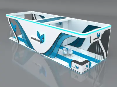 Booth Exhibition Stand Stall 15x5m Height 400 cm 3 Side Open 3D model