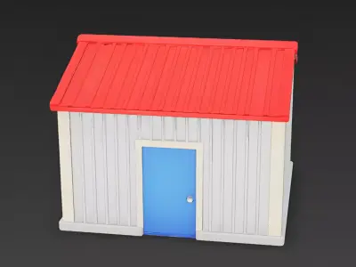 Stylized Industrial Utility Shed 3D Model Low-poly 3D model
