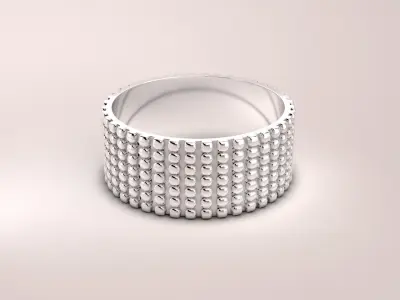 RING---Beaded silver ring with diamonds Low-poly 3D model