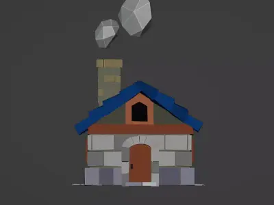 Wooden House C  Game Ready Fantasy Building Low-poly 3D model