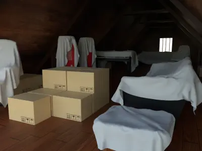 Attic Interior Low-poly 3D model