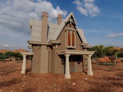 Vilage in forest-old house 3D model