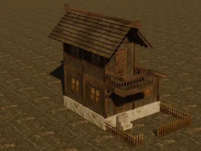Medieval house nine 18 Low-poly 3D model