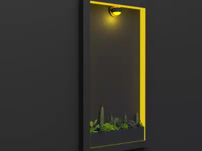 Modern LED Wall Frame with Planter 3D model