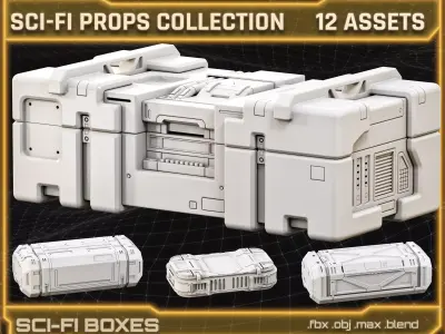 SCI-FI Props Collection BOXES 3D model